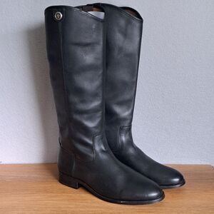 FRYE Melissa Button 2 Women’s Size 8.5 Black Leather Knee High Boots Tall Riding